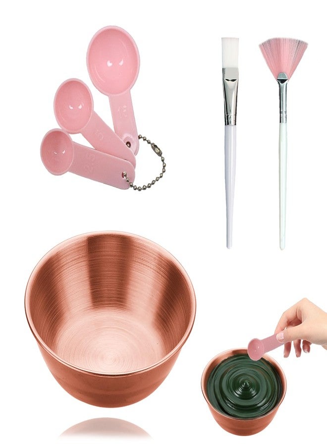 ZGGAZCA 4Pcs Face Mask Mixing Bowl Set Facial Bowls and Masking Tool Kit with Rose Gold Face Mask Mixing Bowl Facial Brush Whisk and Measuring Spoons Esthetician Supplies for Masks and Facials - Image 1